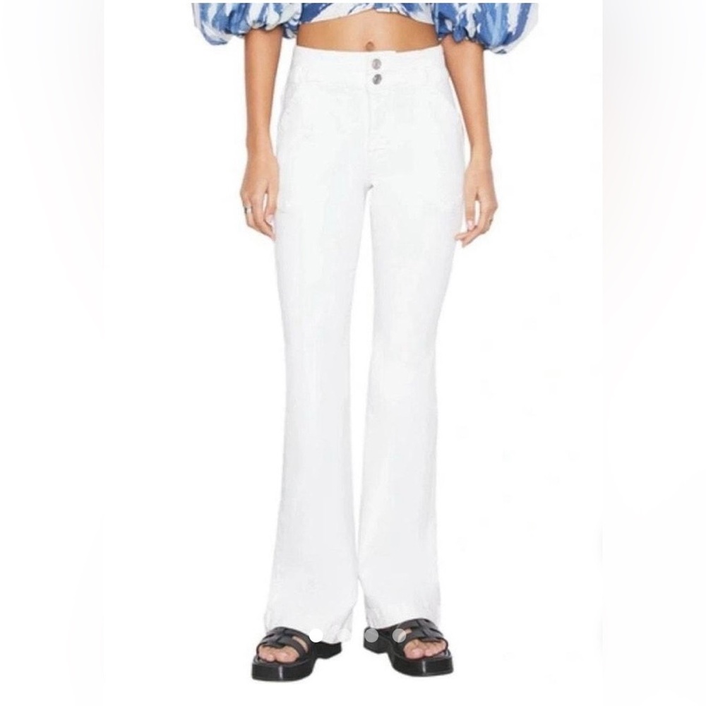 Frame Denim High-Rise White Flare Jeans